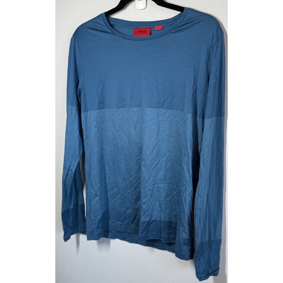 Hugo Boss Mens Long Sleeve Performance Top Small Blue Activewear Layering - Picture 1 of 11